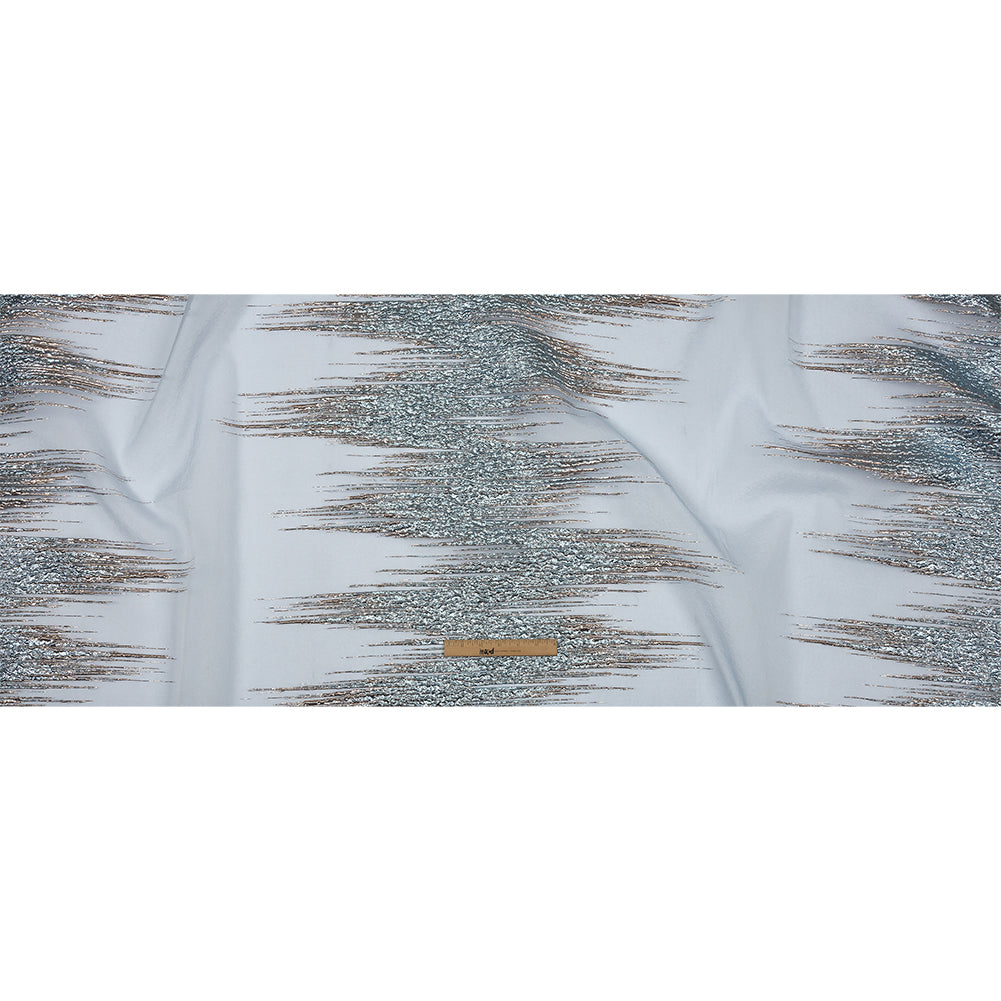 Metallic Rose Gold and Sky Blue Sleek Streaks Luxury Burnout Brocade - Full