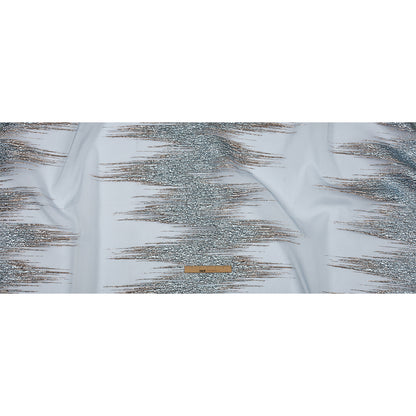 Metallic Rose Gold and Sky Blue Sleek Streaks Luxury Burnout Brocade