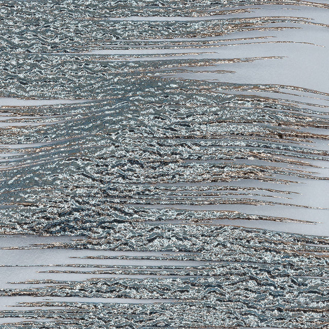 Metallic Rose Gold and Sky Blue Sleek Streaks Luxury Burnout Brocade