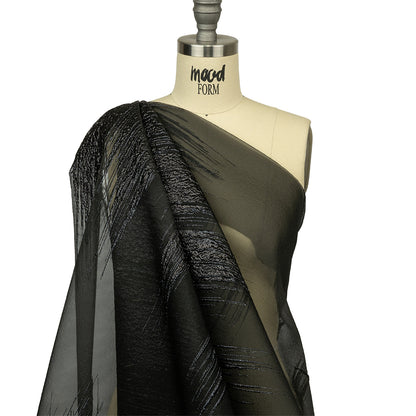 Metallic Black Sleek Streaks Luxury Burnout Brocade