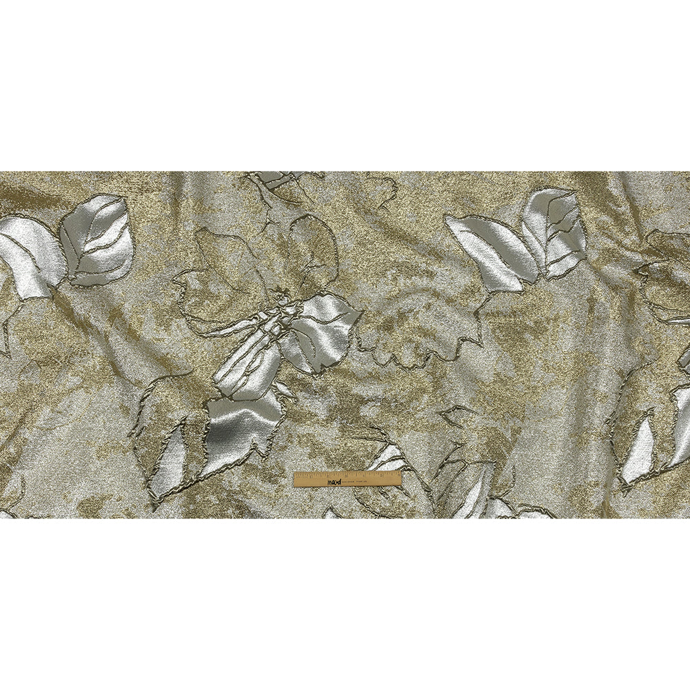 Metallic Silver and Gold Mottled Floral Luxury Brocade