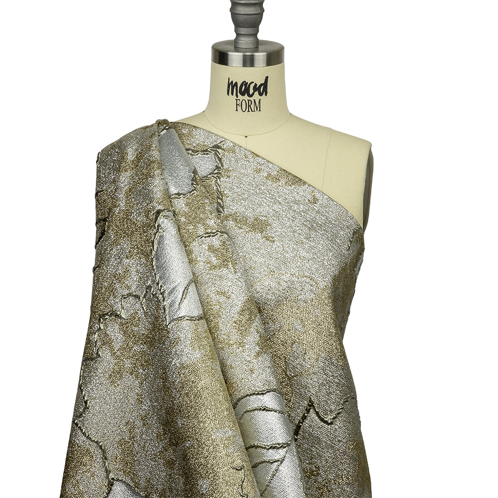Metallic Silver and Gold Mottled Floral Luxury Brocade