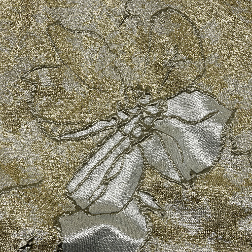 Metallic Silver and Gold Mottled Floral Luxury Brocade