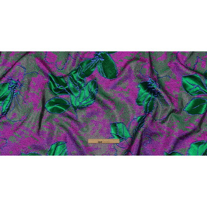 Metallic Magenta, Royal Blue and Green Mottled Floral Luxury Brocade