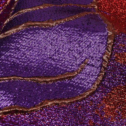 Metallic Red, Purple and Orange Mottled Floral Luxury Brocade