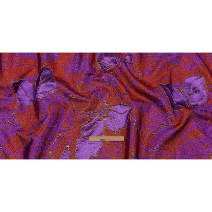 Metallic Red, Purple and Orange Mottled Floral Luxury Brocade