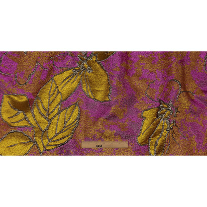Metallic Sage, Golden Yellow and Magenta Mottled Floral Luxury Brocade