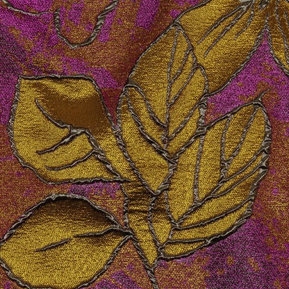 Metallic Sage, Golden Yellow and Magenta Mottled Floral Luxury Brocade