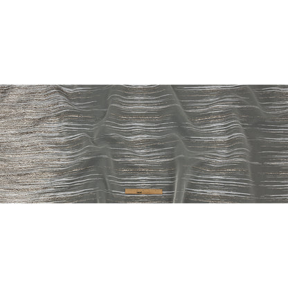 Metallic Silver and White Striated Lines Luxury Burnout Brocade