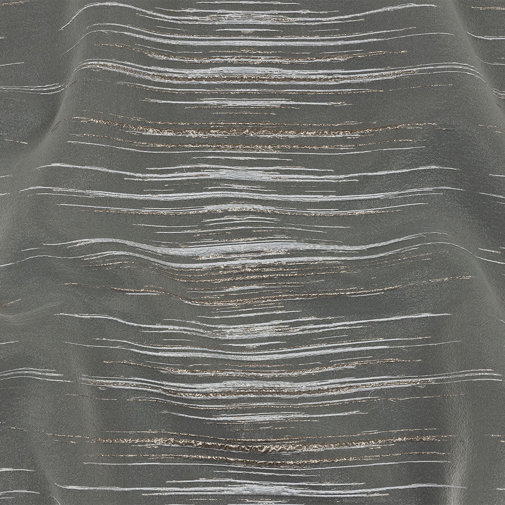 Metallic Silver and White Striated Lines Luxury Burnout Brocade