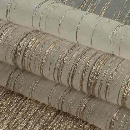 Metallic Gold and Beige Striated Lines Luxury Burnout Brocade
