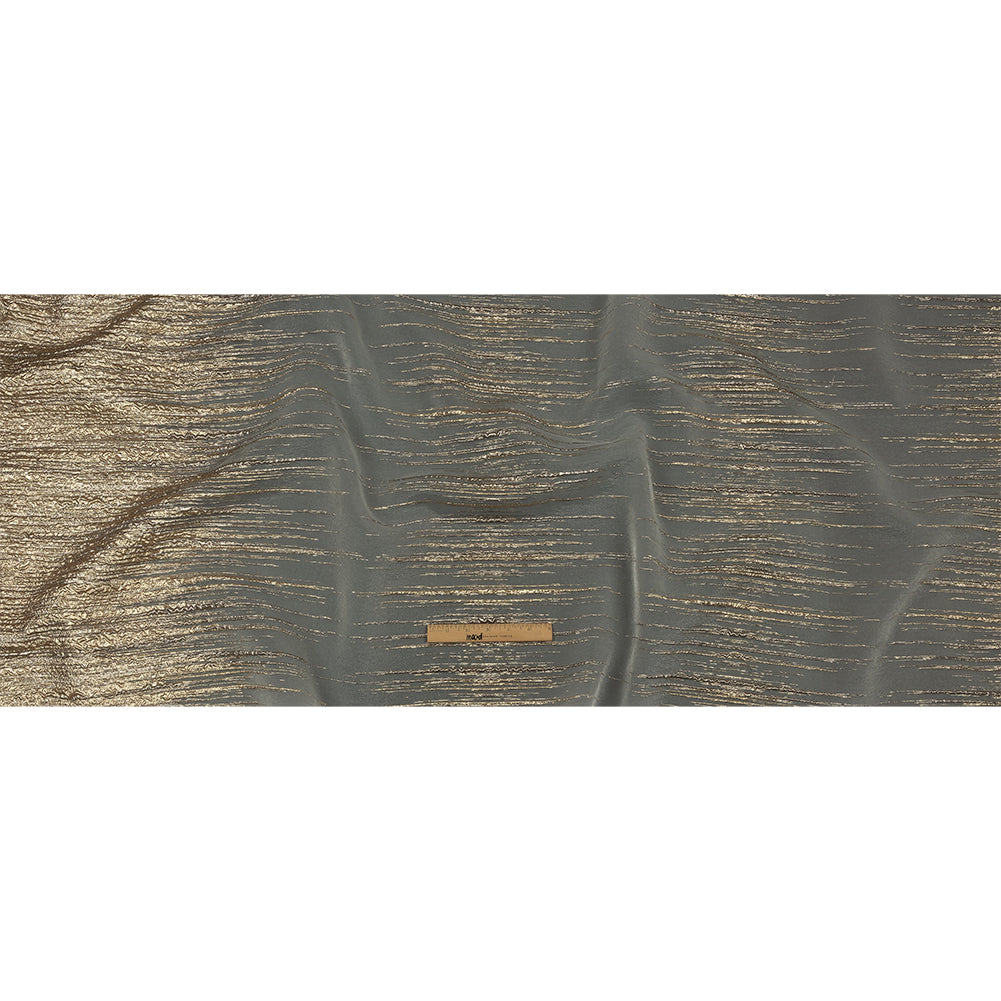 Metallic Gold and Beige Striated Lines Luxury Burnout Brocade - Full