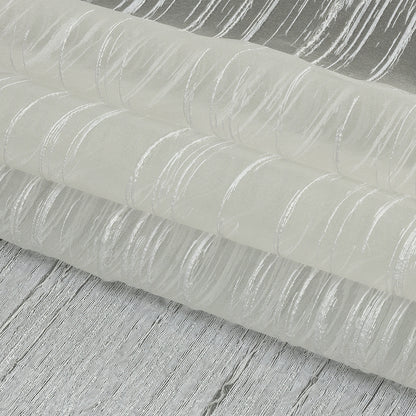 Metallic White Striated Lines Luxury Burnout Brocade