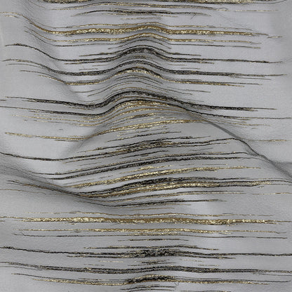 Metallic Black and Gold Striated Lines Luxury Burnout Brocade