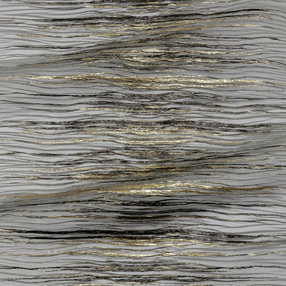 Metallic Gold and Black Striated Luxury Burnout Plisse Brocade with Scalloped Edges