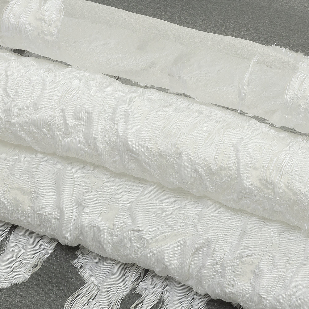 Metallic White Abstract Luxury Burnout Brocade