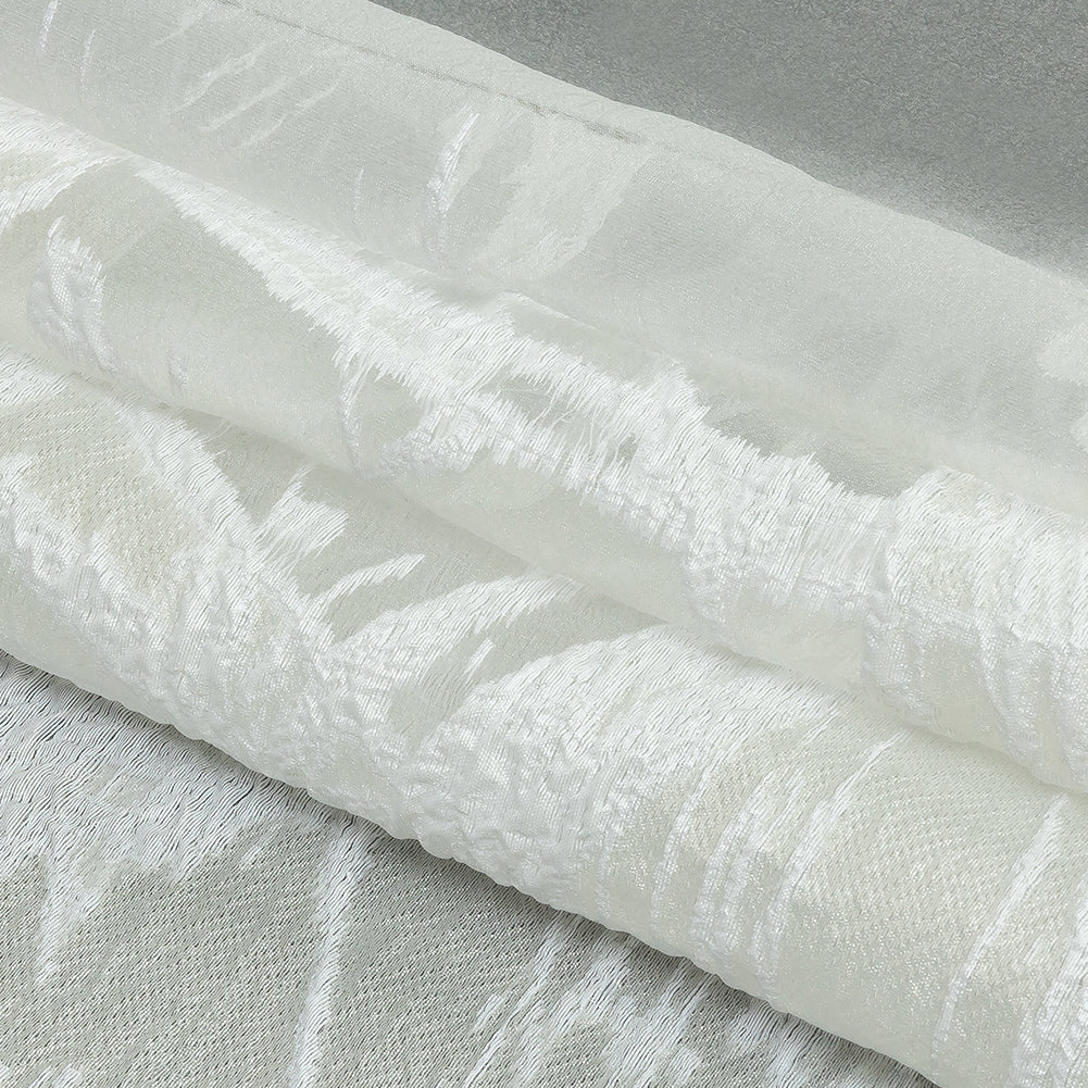Metallic White Abstract Splatters Luxury Burnout Brocade