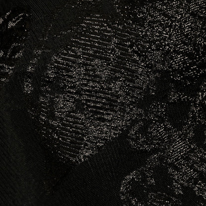 Metallic Black Floral Luxury Brocade with Sheer Stripes