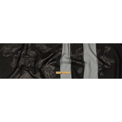 Metallic Black Floral Luxury Brocade with Sheer Stripes