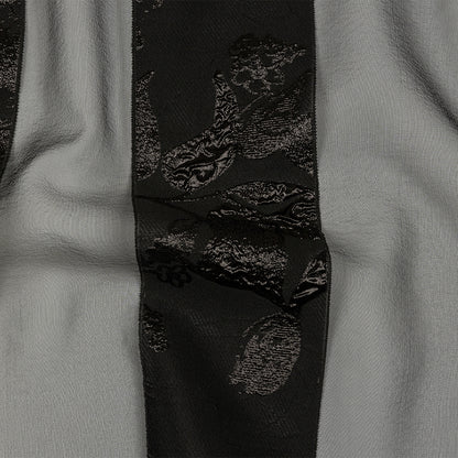 Metallic Black Floral Luxury Brocade with Sheer Stripes