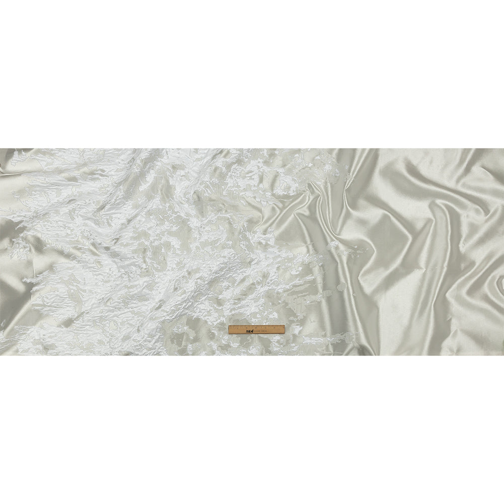 Metallic White Abstract Border Luxury Brocade