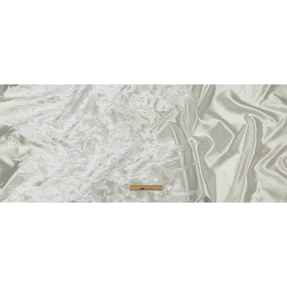 Metallic White Abstract Border Luxury Brocade