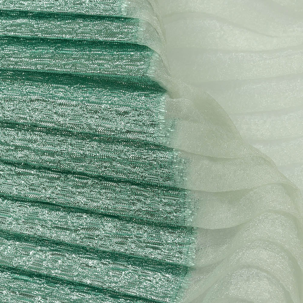 Metallic Seafoam Waves Pleated Luxury Burnout Brocade - Detail