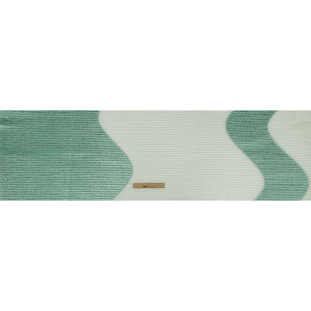 Metallic Seafoam Waves Pleated Luxury Burnout Brocade - Full