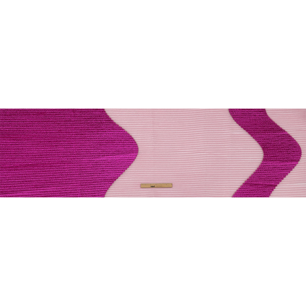Metallic Magenta Waves Pleated Luxury Burnout Brocade - Full