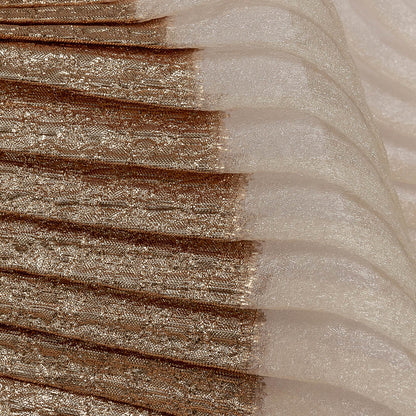 Metallic Champagne Waves Pleated Luxury Burnout Brocade
