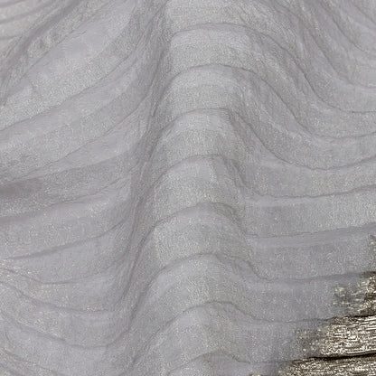 Metallic Gray Waves Pleated Luxury Burnout Brocade