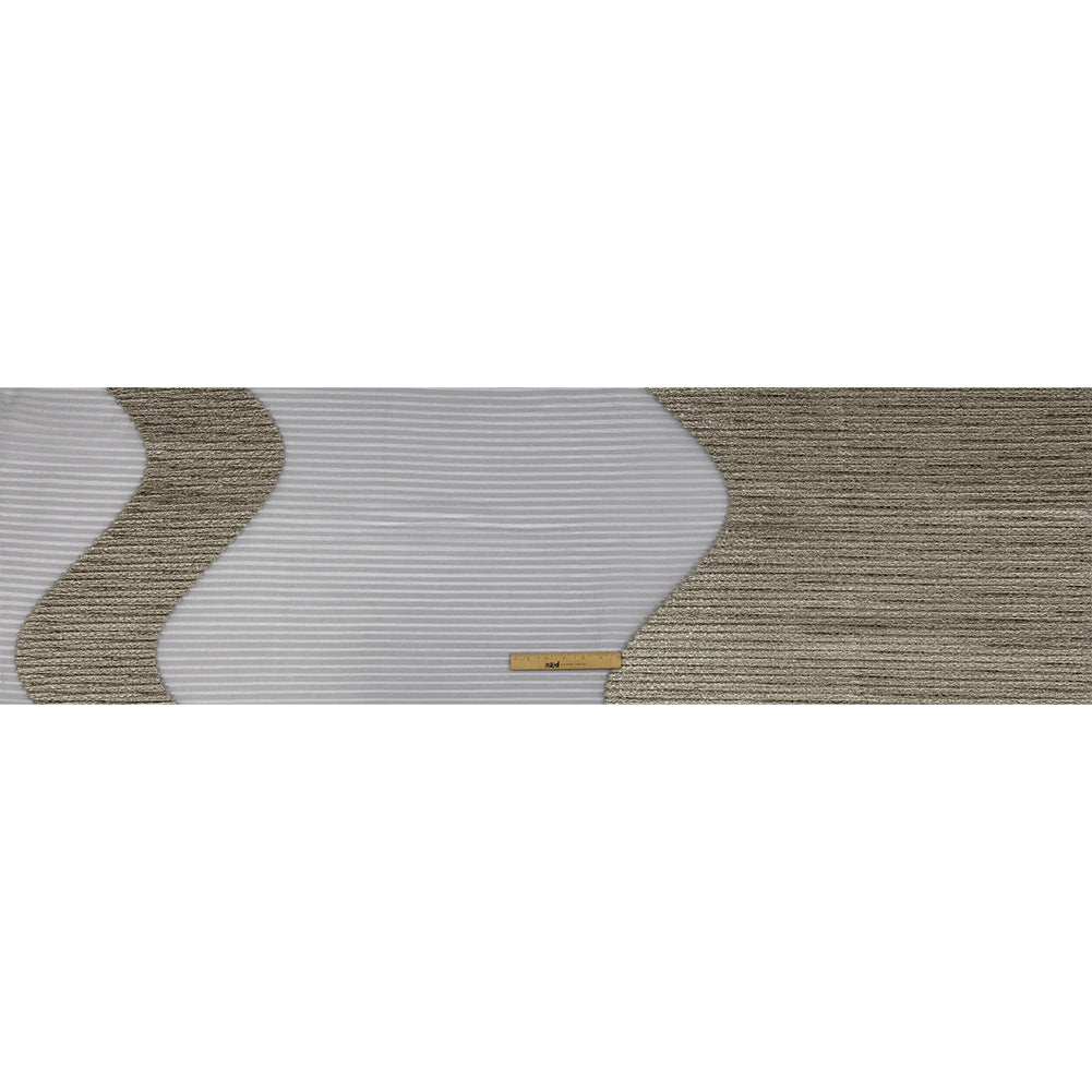Metallic Gray Waves Pleated Luxury Burnout Brocade - Full