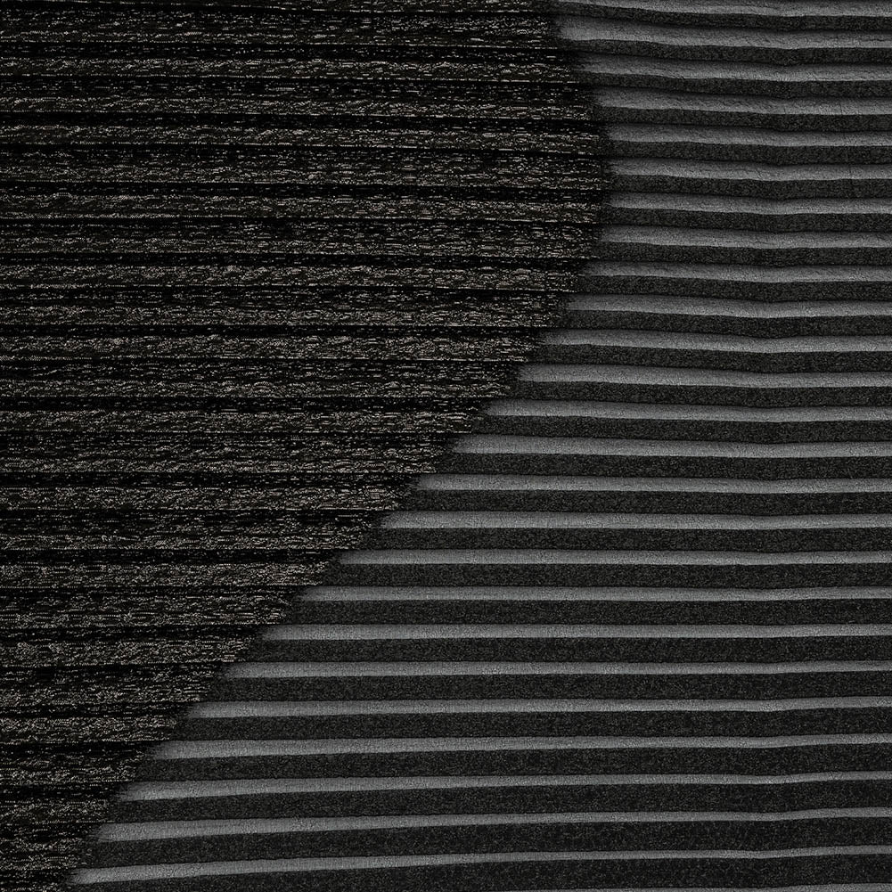 Metallic Black Waves Pleated Luxury Burnout Brocade