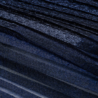 Metallic Navy Blue Waves Pleated Luxury Burnout Brocade