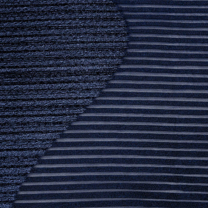 Metallic Navy Blue Waves Pleated Luxury Burnout Brocade