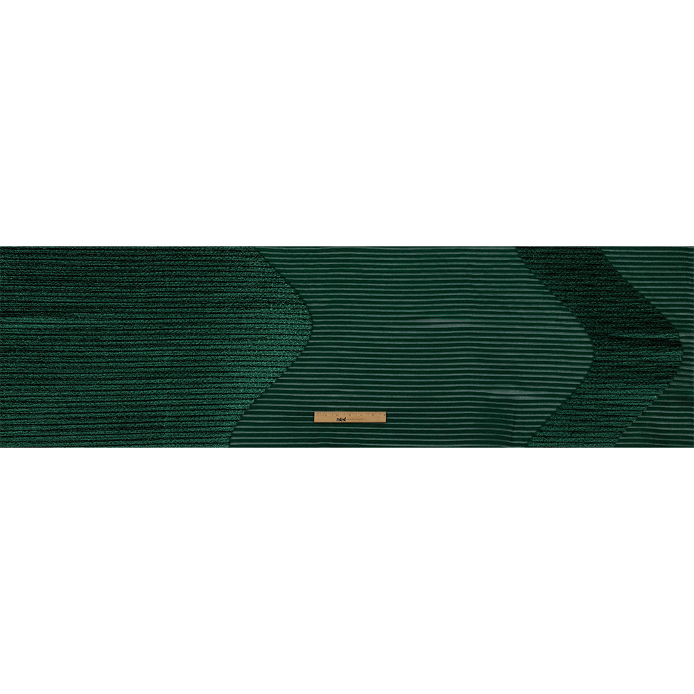 Metallic Abundant Green Waves Pleated Luxury Burnout Brocade