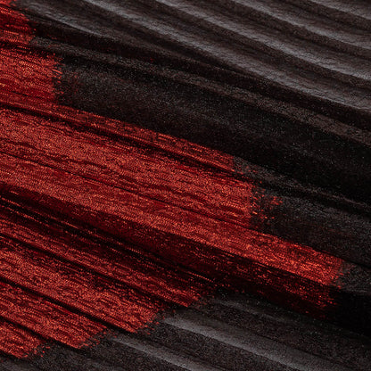 Metallic Savvy Red and Black Waves Pleated Luxury Burnout Brocade