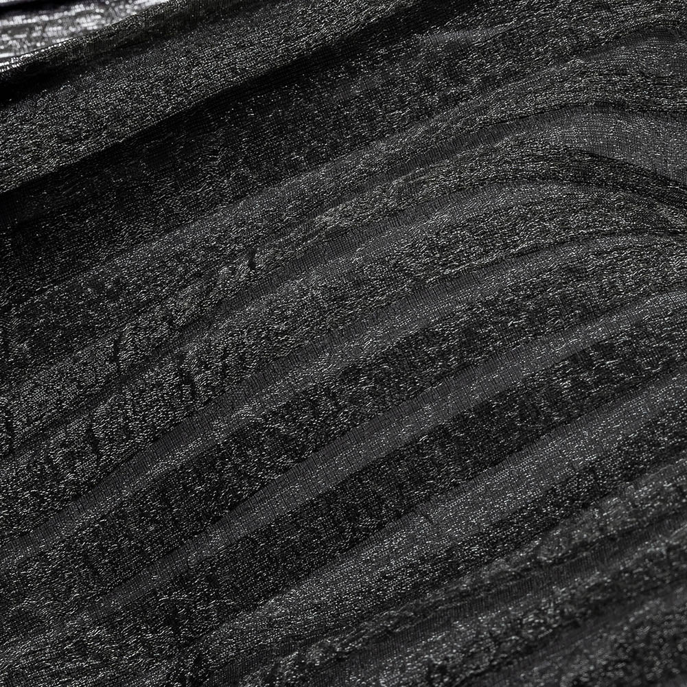 Metallic Silvery and Purple Ash Waves Pleated Luxury Burnout Brocade - Detail