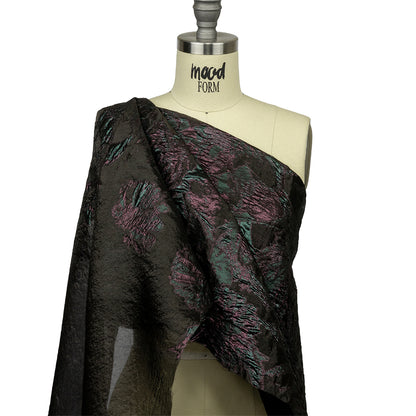 Metallic Vitality, Evergreen and Gunpowder Flashy Flowers Luxury Burnout Brocade