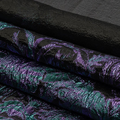 Metallic Mystic Vibes, Mega Marine and Blackened Blue Flashy Flowers Luxury Burnout Brocade