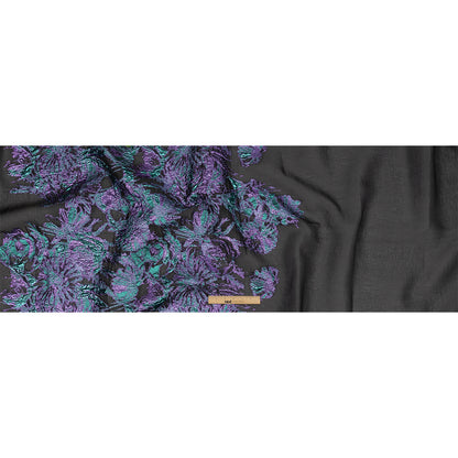 Metallic Mystic Vibes, Mega Marine and Blackened Blue Flashy Flowers Luxury Burnout Brocade