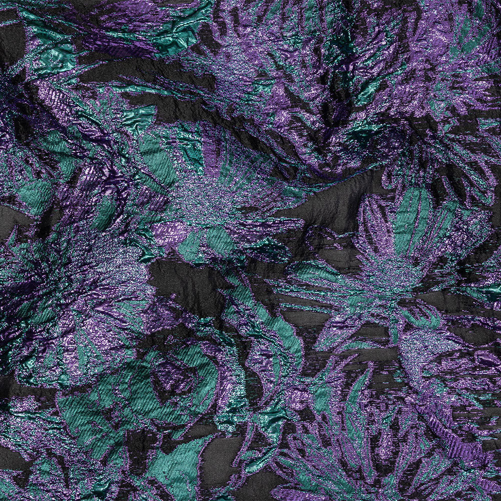 Metallic Mystic Vibes, Mega Marine and Blackened Blue Flashy Flowers Luxury Burnout Brocade