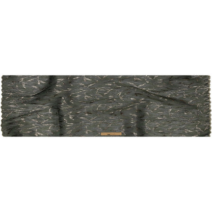 Metallic Gold and Satin Moss Leafy Stems Luxury Plisse Brocade with Scalloped Edges