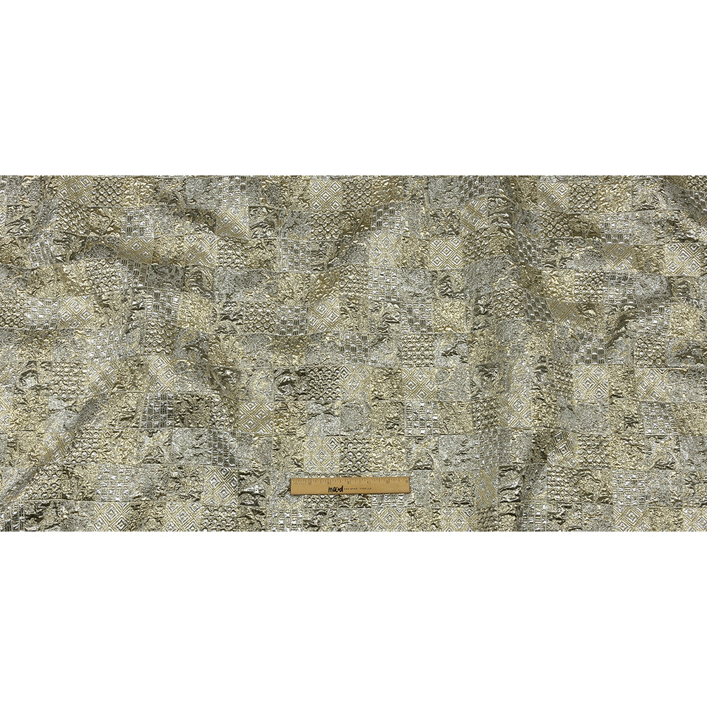 Metallic Silver Plate and GoldFinch Patchwork Luxury Brocade