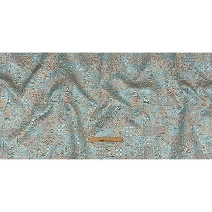 Metallic Rose Gold and Blue Glow Patchwork Luxury Brocade