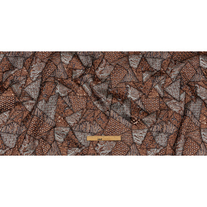 Metallic Silver, Jaffa Orange and Black Crazy Quilt Patchwork Luxury Brocade