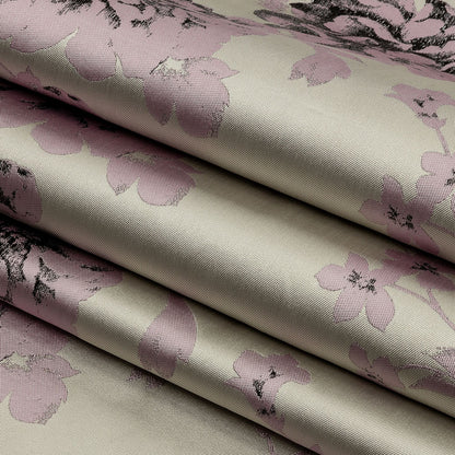 Metallic Black, Orchid and Pale Gray Floral Luxury Brocade