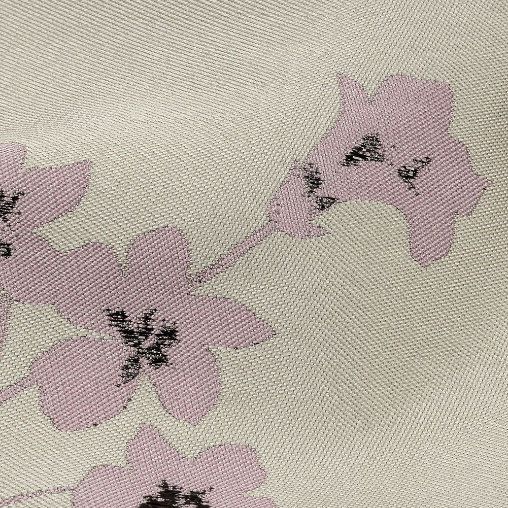 Metallic Black, Orchid and Pale Gray Floral Luxury Brocade