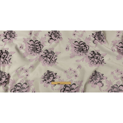 Metallic Black, Orchid and Pale Gray Floral Luxury Brocade