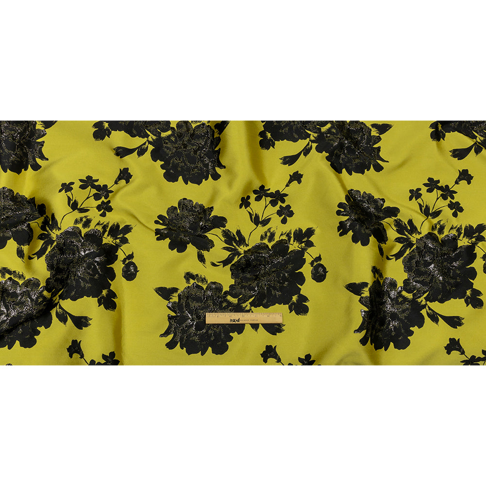 Metallic Black and Golden Ochre Floral Luxury Brocade - Full